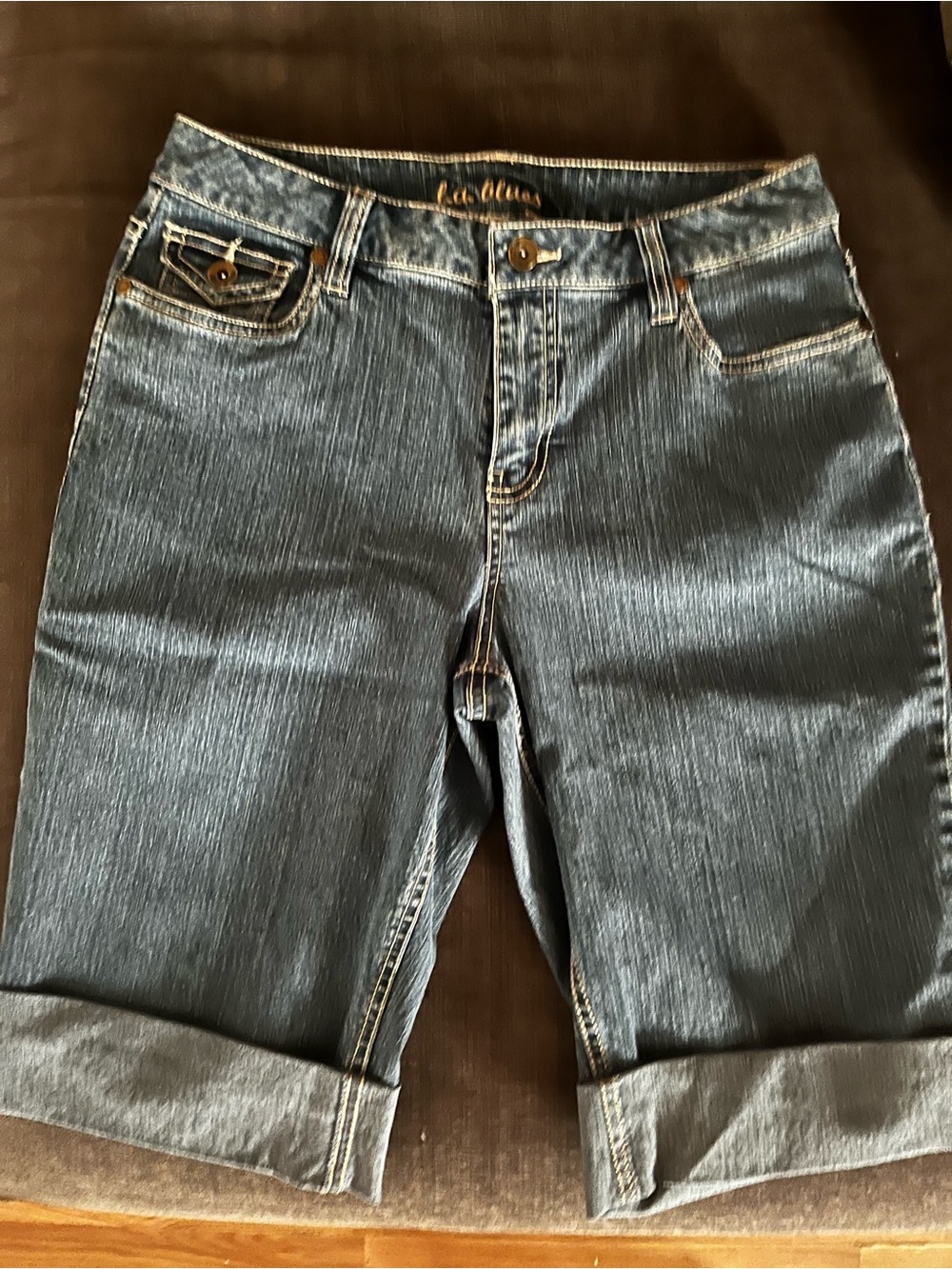 Vintage L.A. Blues Dark Wash Cuffed Denim Bermuda Shorts Size 10